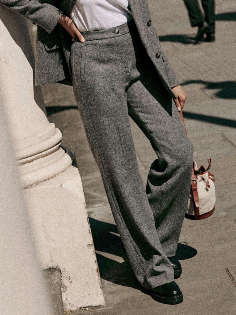 Sézane Martin Trousers in Mottled Grey EU 34 (US 2)
